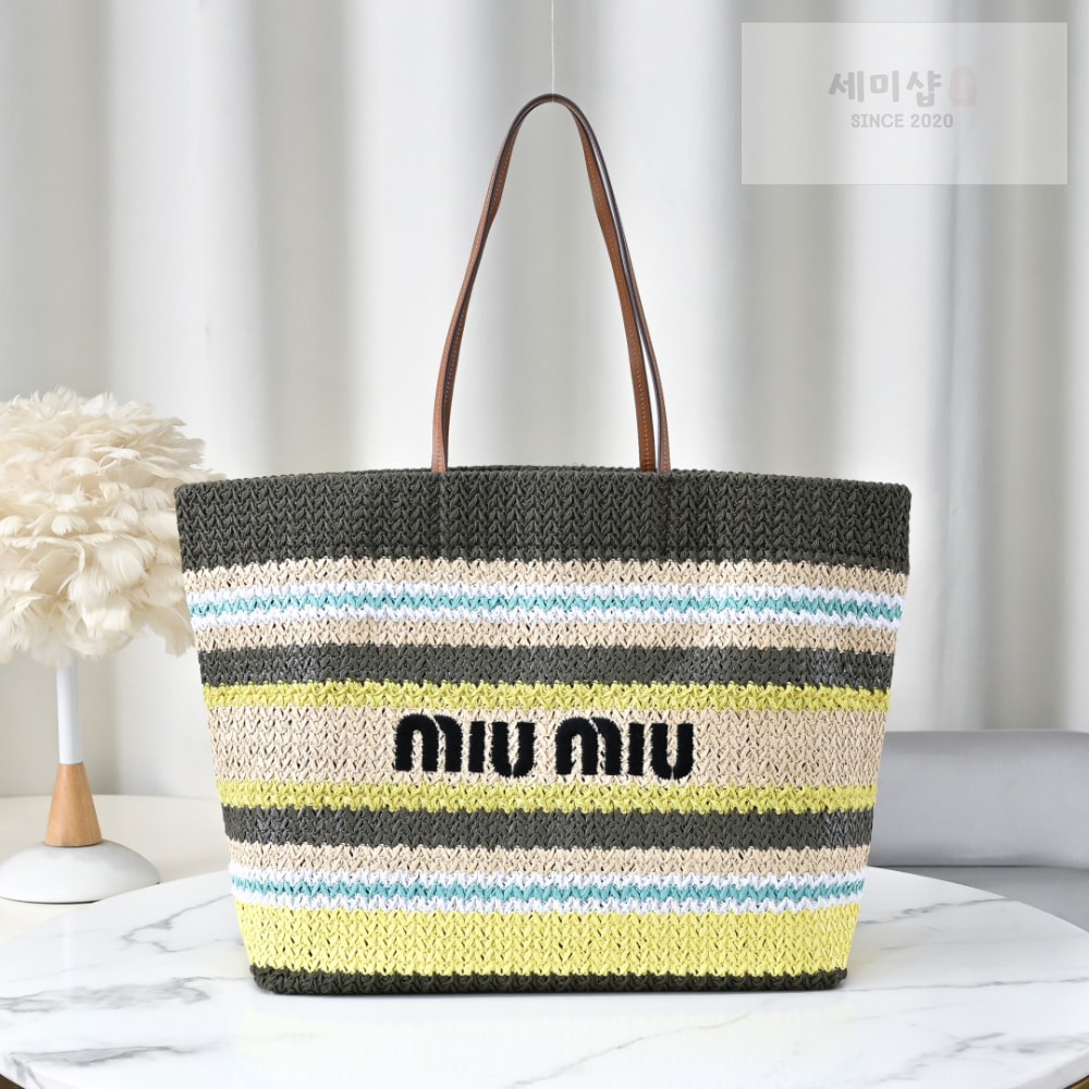 Miu Miu Miu Miu Raffia Woven Tote Bag 1번 이미지