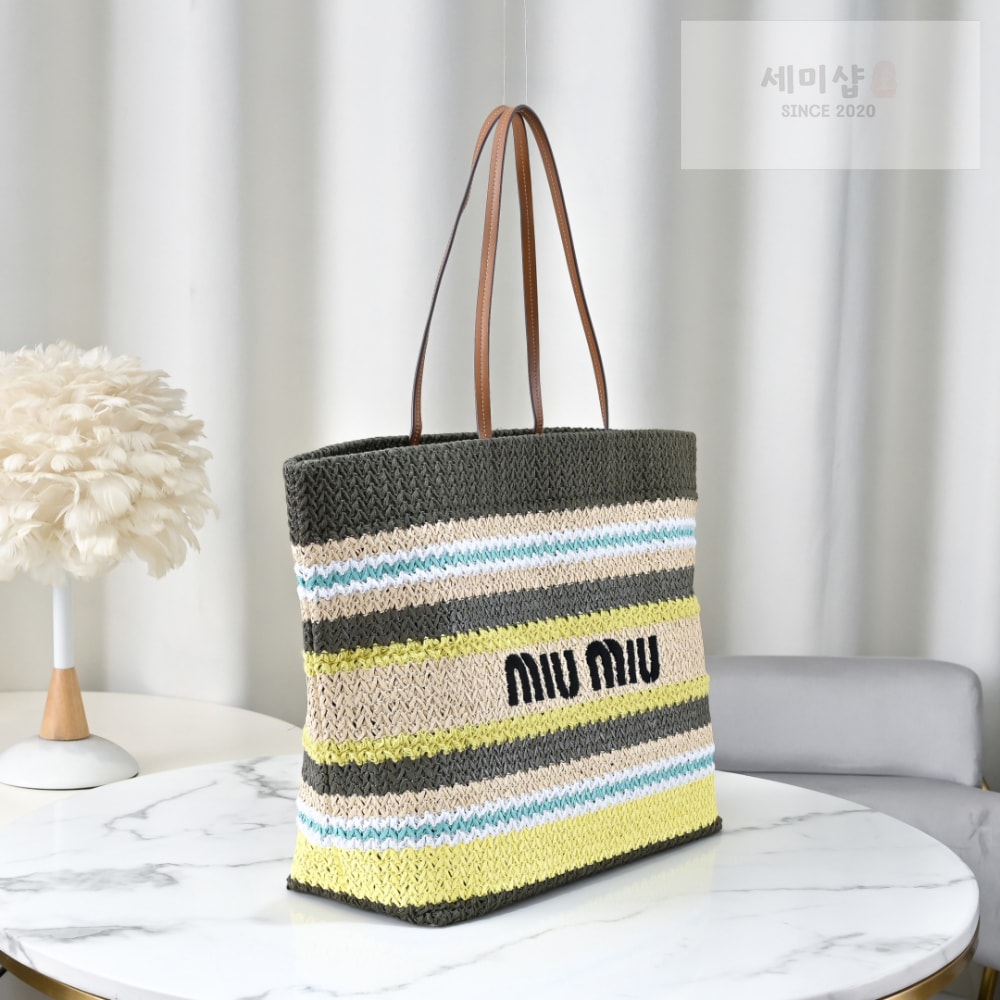 Miu Miu Miu Miu Raffia Woven Tote Bag 3번 이미지