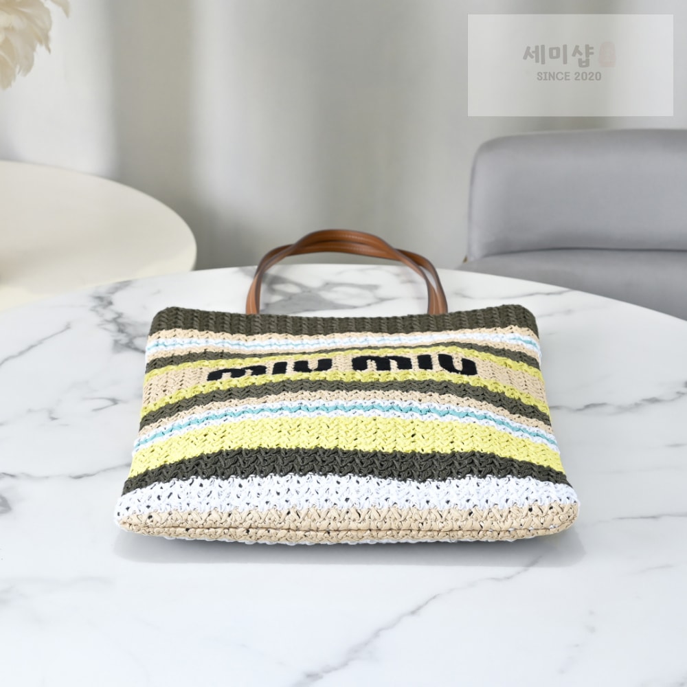 Miu Miu Miu Miu Raffia Woven Tote Bag 3번 이미지