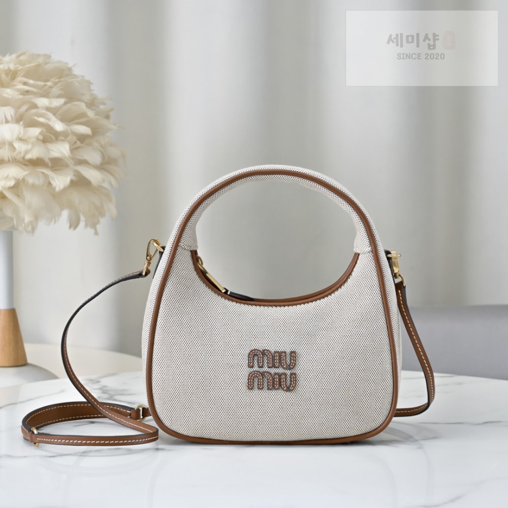 Miu Miu Miu Miu Wander Canvas And Leather Bag 1번 이미지