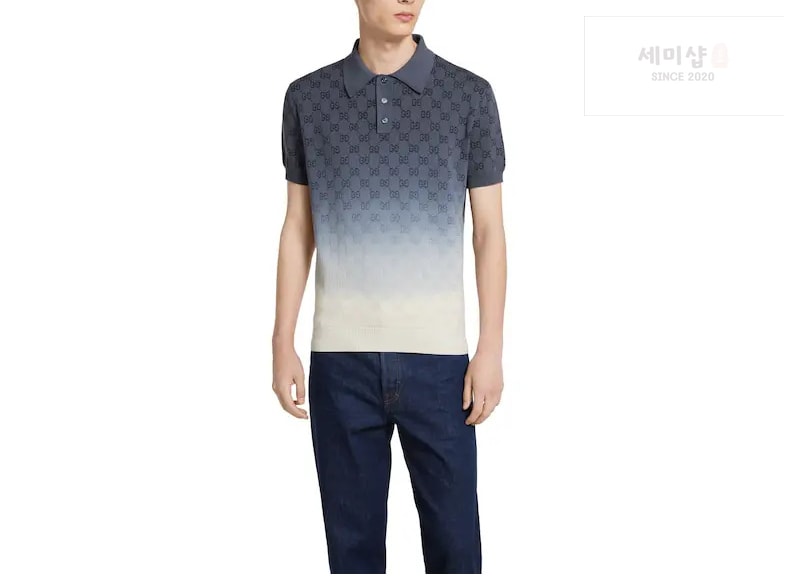 Gucci 구찌 그라데이션 GG 코튼 니트 자카드 폴로 셔츠 의류 13번 이미지