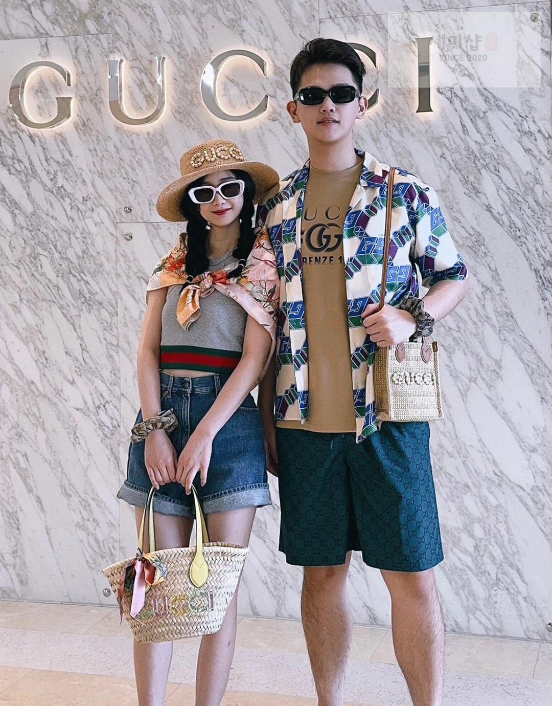 Gucci 구찌 그린 GG 로고 프린트 나일론 스윔 쇼츠 의류 3번 이미지