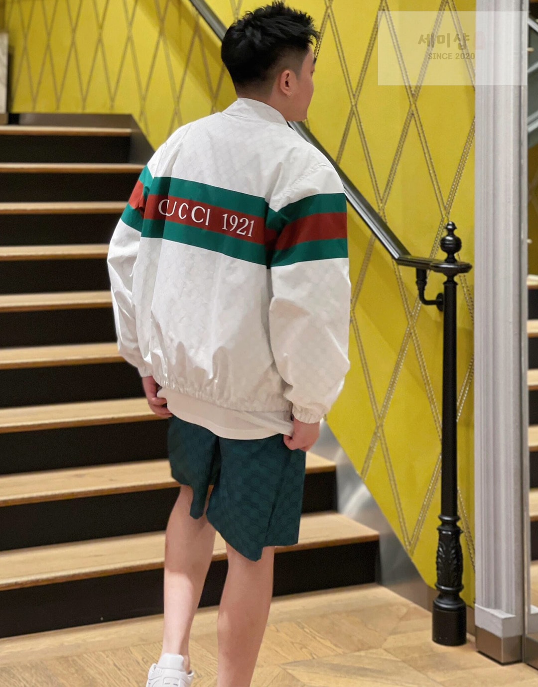 Gucci 구찌 그린 GG 로고 프린트 나일론 스윔 쇼츠 의류 18번 이미지