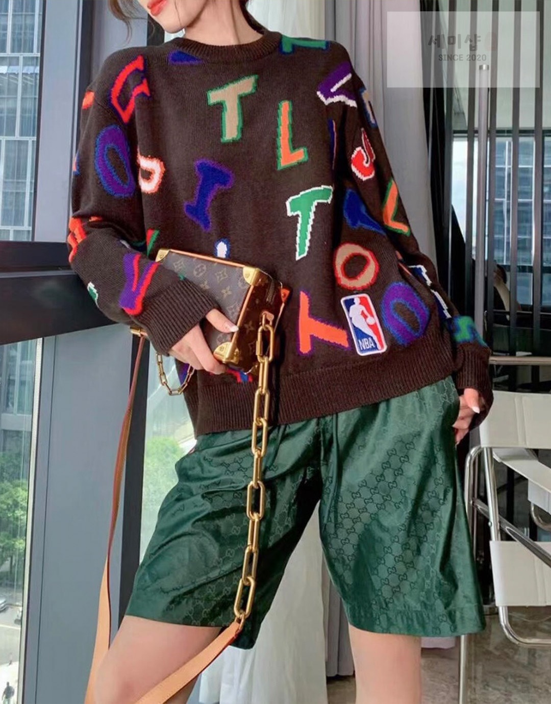 Gucci 구찌 그린 GG 로고 프린트 나일론 스윔 쇼츠 의류 17번 이미지