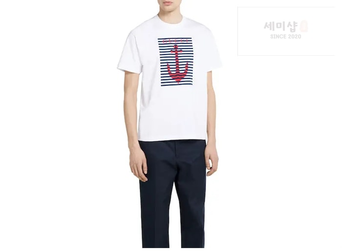 Gucci 구찌 닻 모티브 메종 로고 프린트 코튼 저지 반팔 티셔츠 의류 2번 이미지