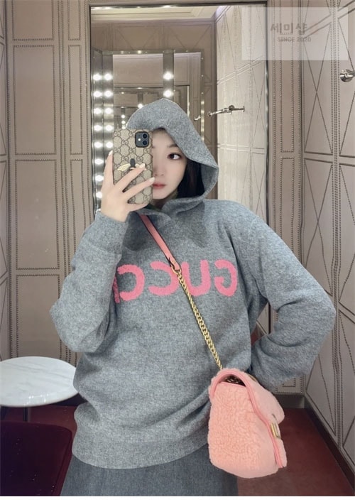 Gucci 구찌 로고 엠브로이더드 울 후디 의류 4번 이미지