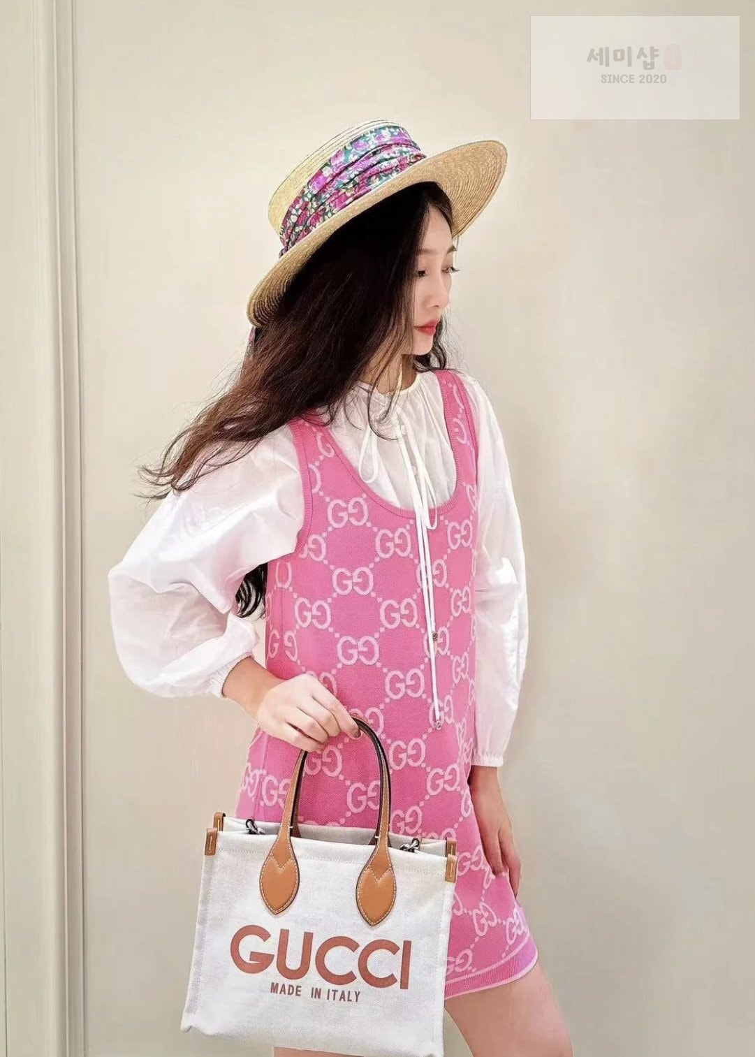 Gucci 구찌 리도 프리폴 컬렉션 GG 코튼 자카드 슬리브리스 원피스 의류 15번 이미지
