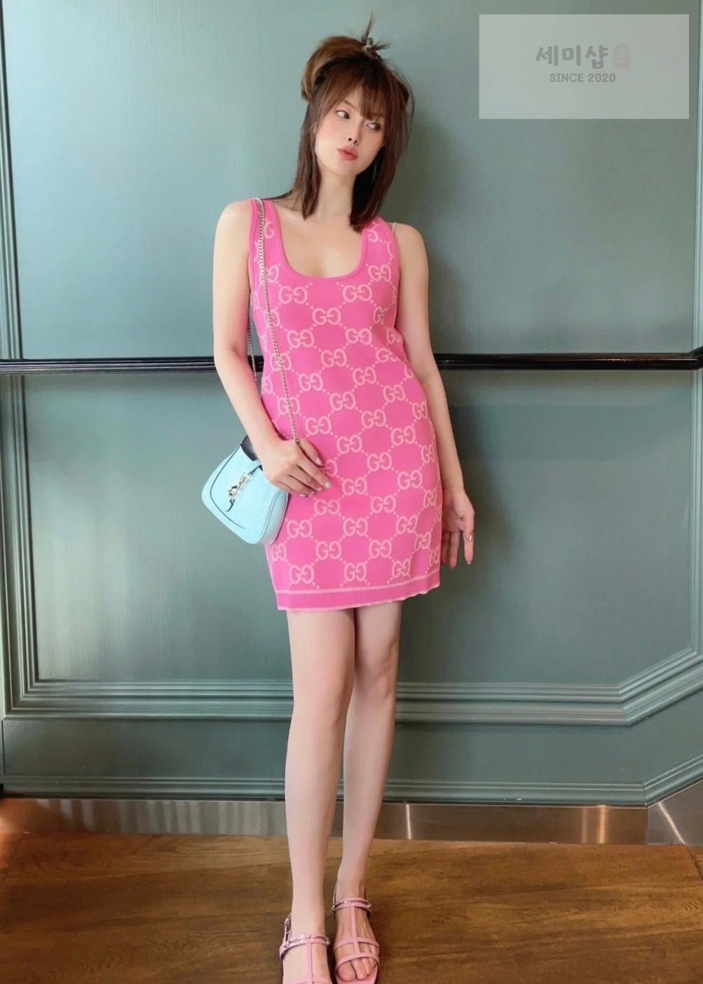 Gucci 구찌 리도 프리폴 컬렉션 GG 코튼 자카드 슬리브리스 원피스 의류 12번 이미지