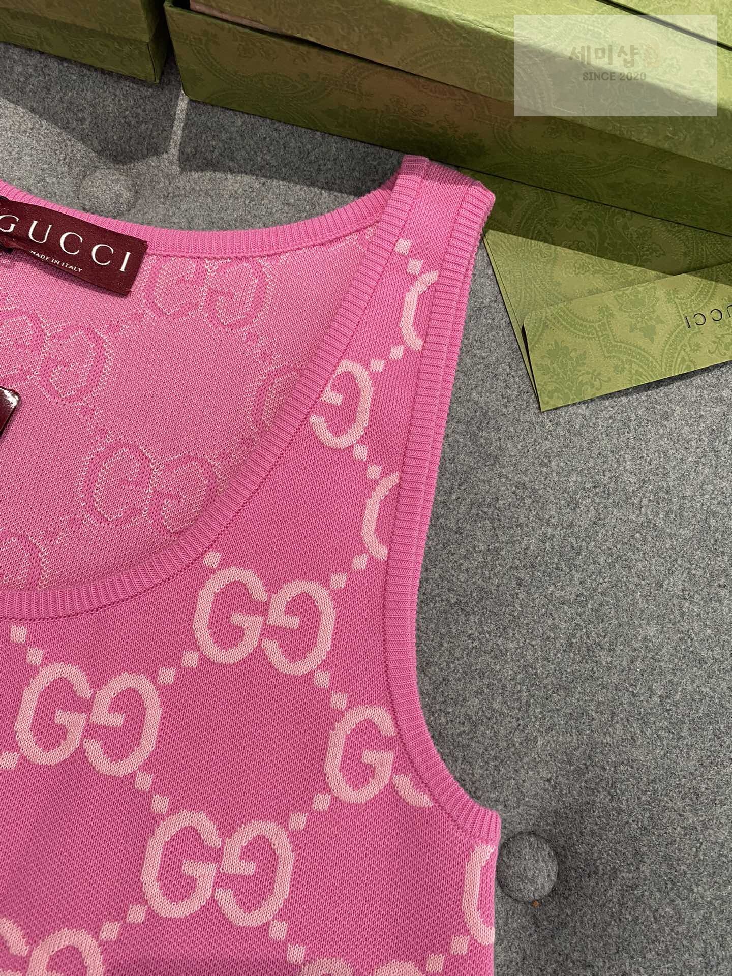 Gucci 구찌 리도 프리폴 컬렉션 GG 코튼 자카드 슬리브리스 원피스 의류 8번 이미지