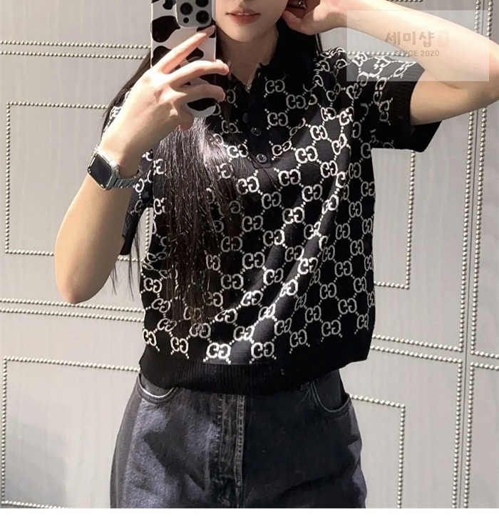 Gucci 구찌 리버서블 GG 울 자카드 폴로 셔츠 의류 2번 이미지