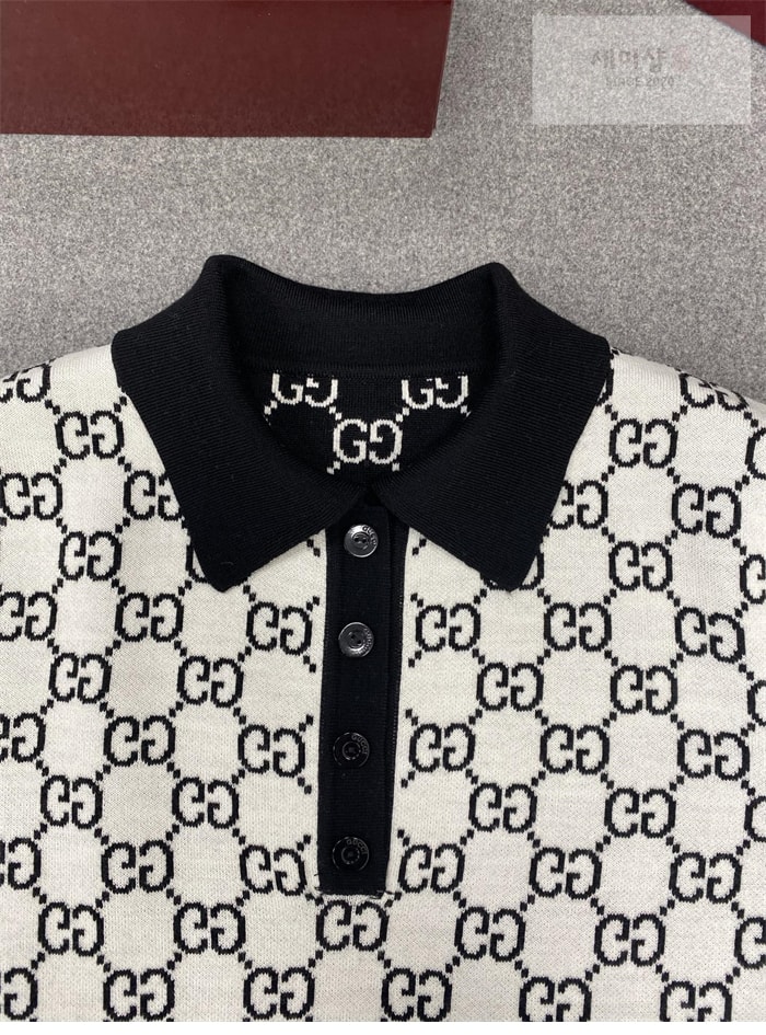 Gucci 구찌 리버서블 GG 울 자카드 폴로 셔츠 의류 18번 이미지