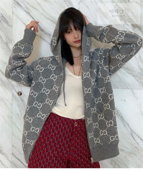 Gucci 구찌 리버시블 GG 울 후드 집업 의류 17번 이미지