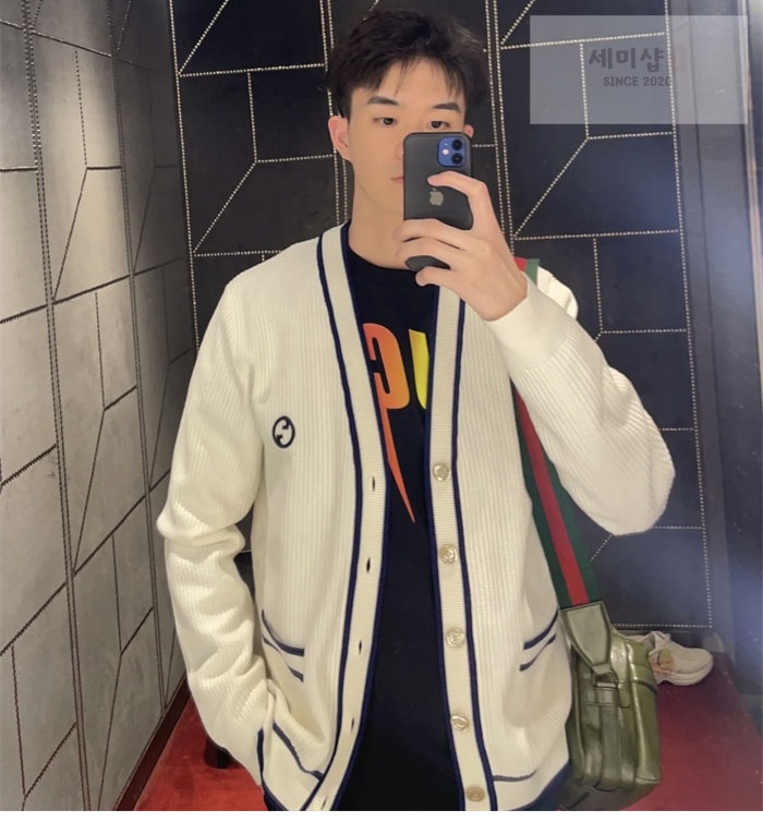 Gucci 구찌 리브드 울 블렌드 인터로킹G 로고 가디건 의류 8번 이미지