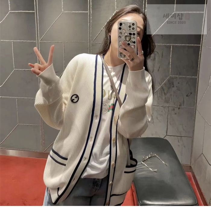 Gucci 구찌 리브드 울 블렌드 인터로킹G 로고 가디건 의류 9번 이미지