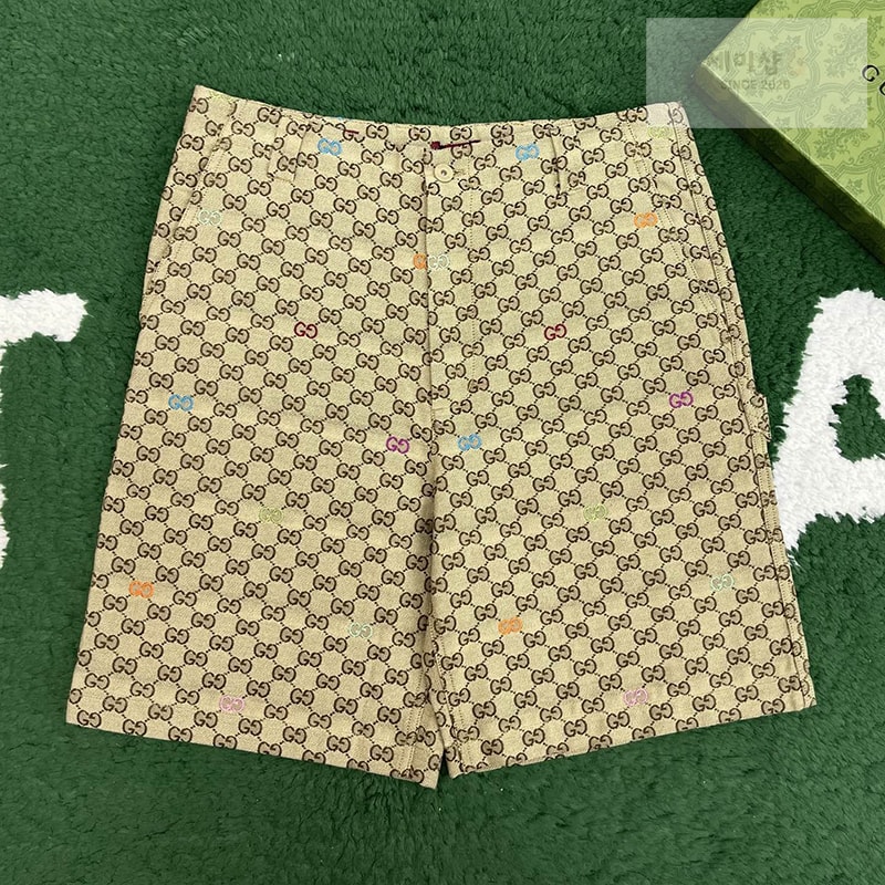 Gucci 구찌 와이드 GG 캔버스 필 쿠페 숏 팬츠 의류 1번 이미지