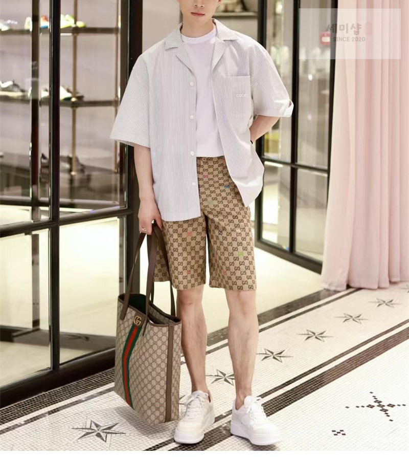 Gucci 구찌 와이드 GG 캔버스 필 쿠페 숏 팬츠 의류 3번 이미지