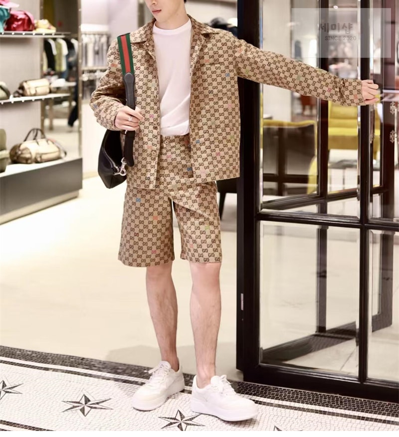Gucci 구찌 와이드 GG 캔버스 필 쿠페 숏 팬츠 의류 4번 이미지