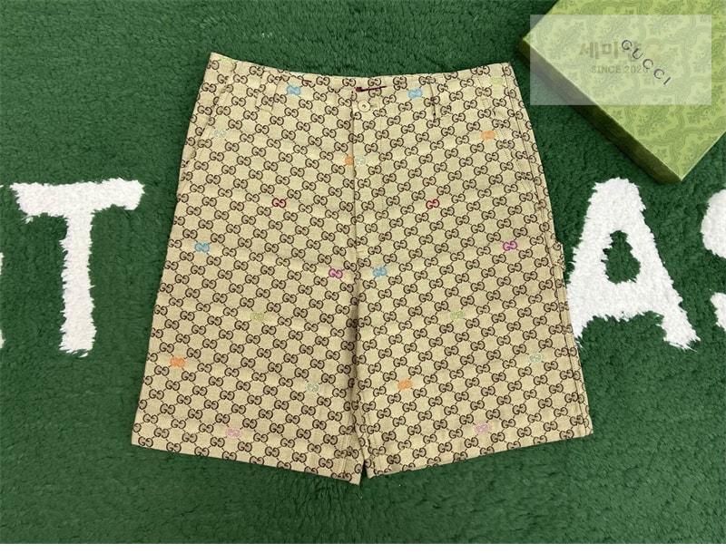 Gucci 구찌 와이드 GG 캔버스 필 쿠페 숏 팬츠 의류 5번 이미지