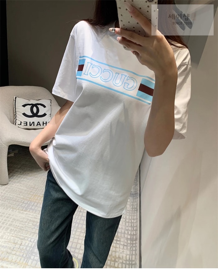 Gucci 구찌 웹배너 프린트 코튼 저지 티셔츠 의류 3번 이미지