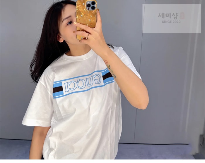 Gucci 구찌 웹배너 프린트 코튼 저지 티셔츠 의류 4번 이미지