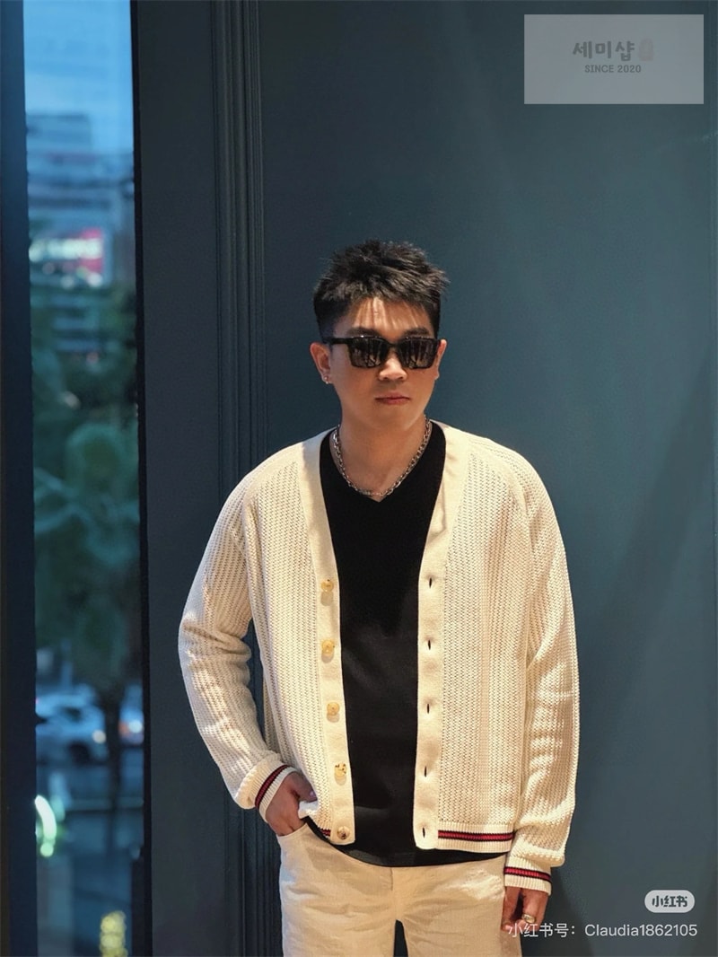 Gucci 구찌 웹아주르 코튼 니트 가디건 화이트 의류 3번 이미지