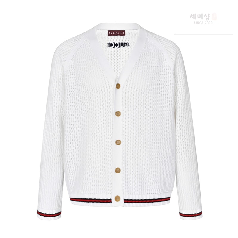 Gucci 구찌 웹아주르 코튼 니트 가디건 화이트 의류 12번 이미지