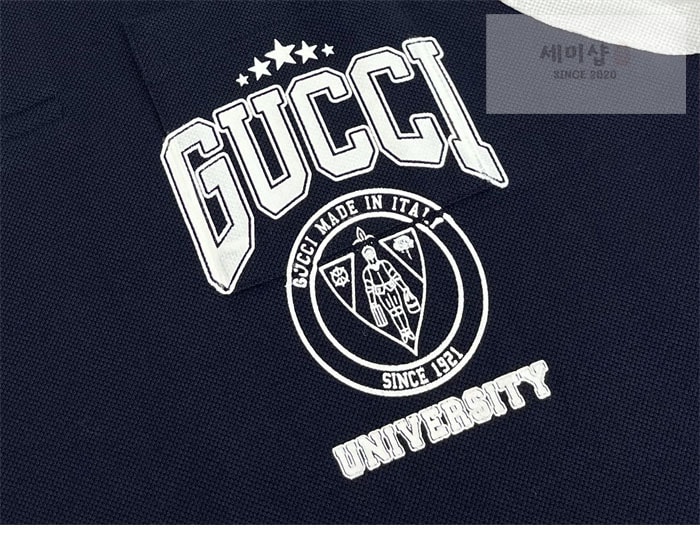 Gucci 구찌 유니버시티 프린트 코튼 피케 폴로 셔츠 의류 9번 이미지