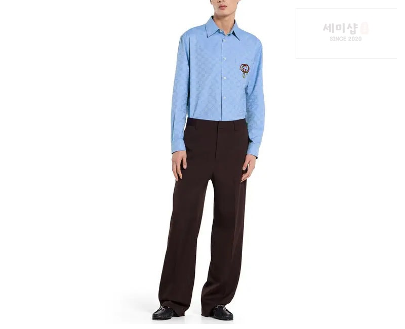 구찌 구찌 인터로킹 G 옥스포드 GG 코튼 셔츠 의류 8번 이미지