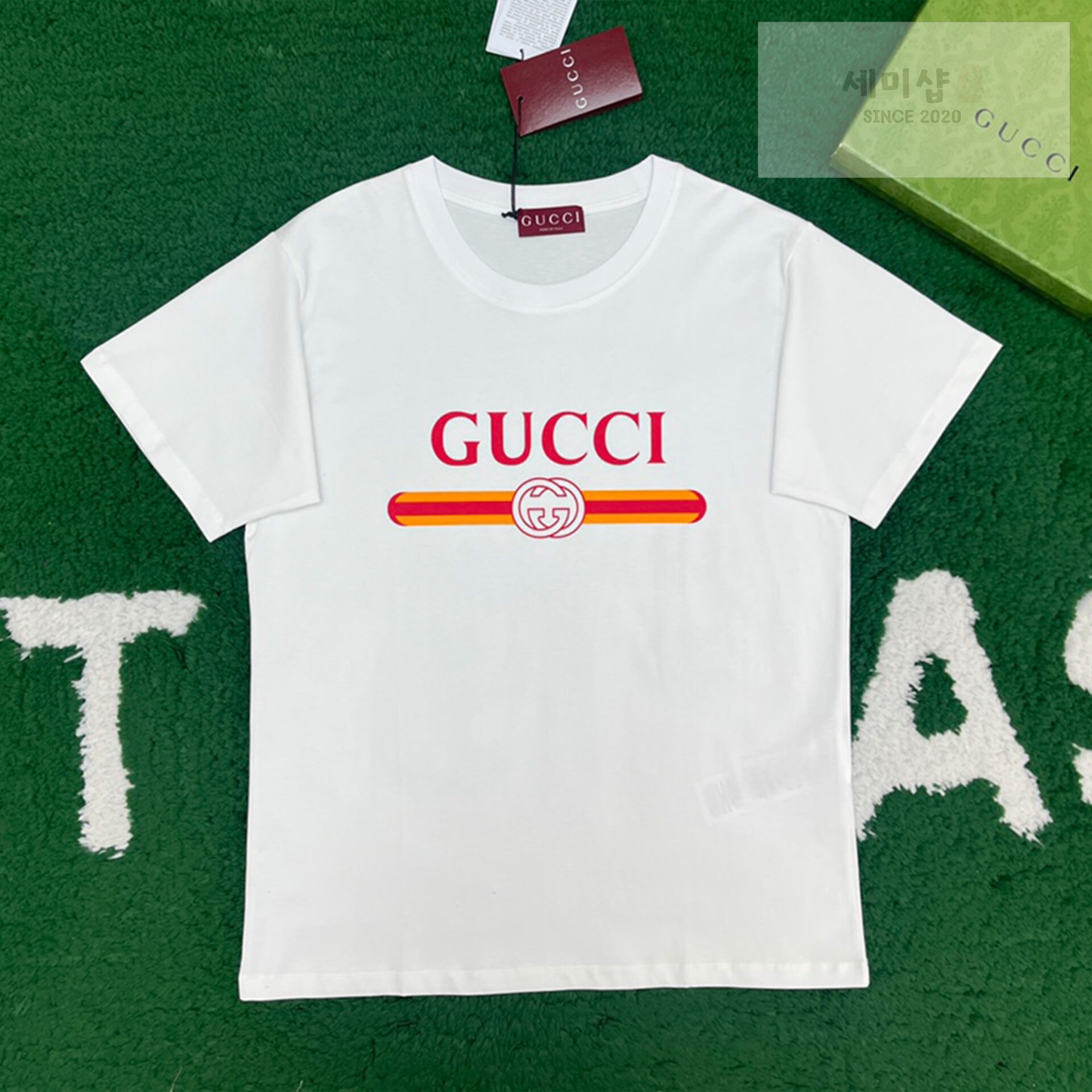 Gucci 구찌 프리폴컬렉션 웹 프린트 저지 코튼 티셔츠 화이트 의류 12번 이미지