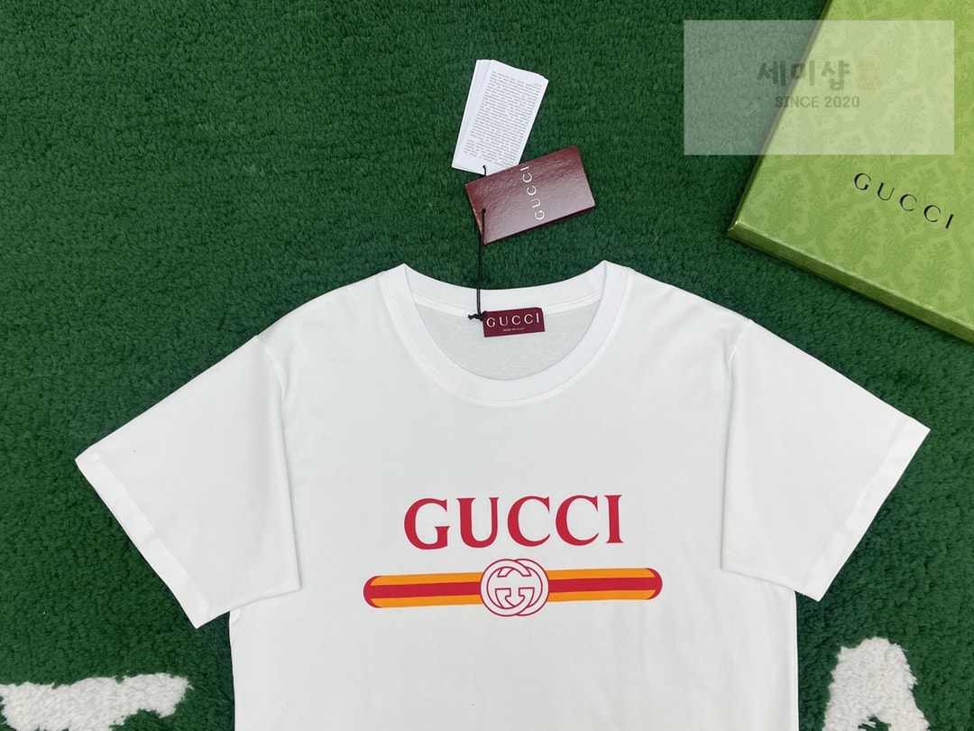Gucci 구찌 프리폴컬렉션 웹 프린트 저지 코튼 티셔츠 화이트 의류 6번 이미지
