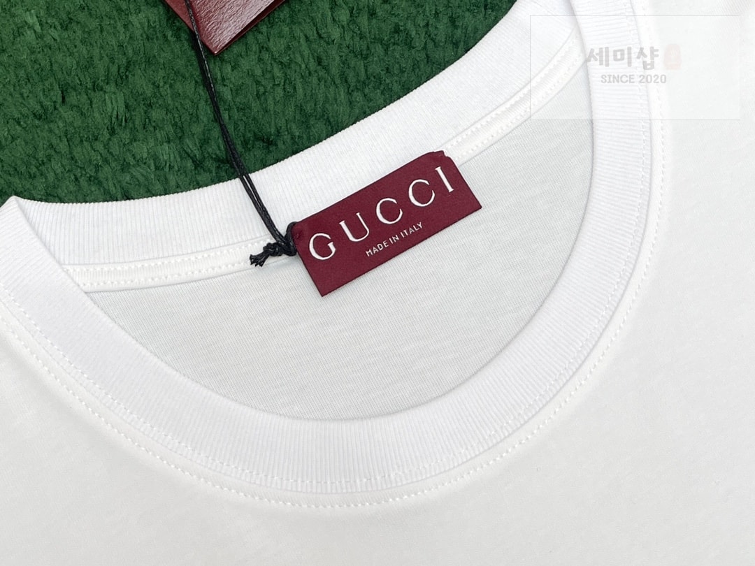 Gucci 구찌 프리폴컬렉션 웹 프린트 저지 코튼 티셔츠 화이트 의류 7번 이미지