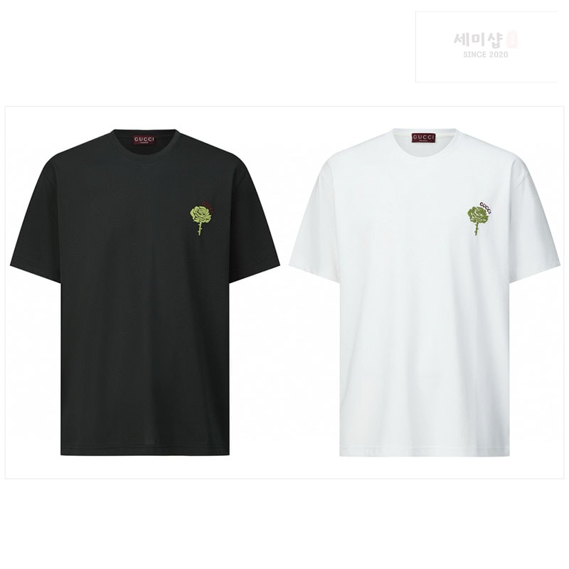 Gucci 구찌 플로럴 자수 코튼 니트 반팔 티셔츠 화이트 의류 19번 이미지