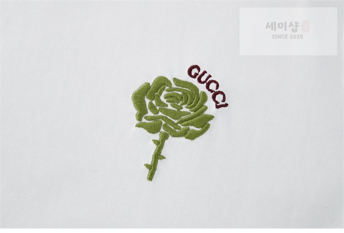 Gucci 구찌 플로럴 자수 코튼 니트 반팔 티셔츠 화이트 의류 15번 이미지