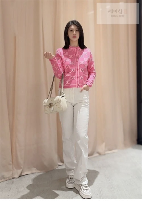 Gucci 구찌 핑크 GG 코튼 자카드 가디건 의류 1번 이미지