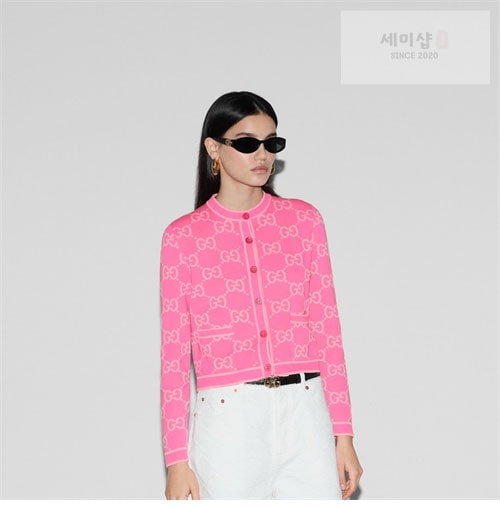 Gucci 구찌 핑크 GG 코튼 자카드 가디건 의류 5번 이미지