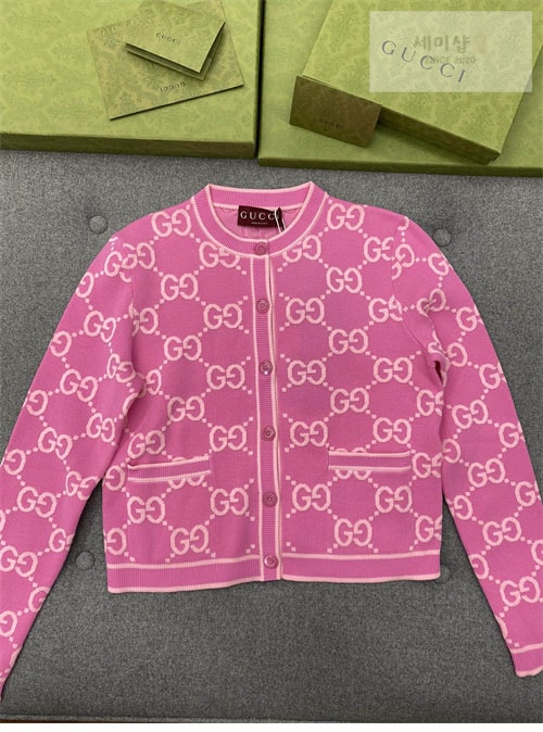 Gucci 구찌 핑크 GG 코튼 자카드 가디건 의류 6번 이미지