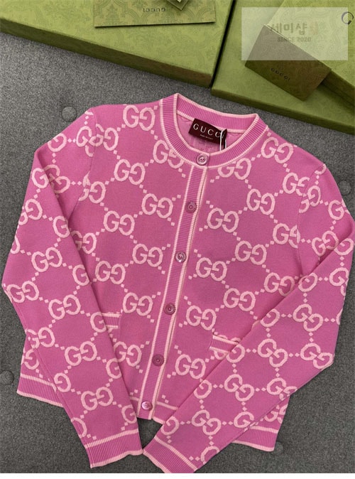 Gucci 구찌 핑크 GG 코튼 자카드 가디건 의류 9번 이미지