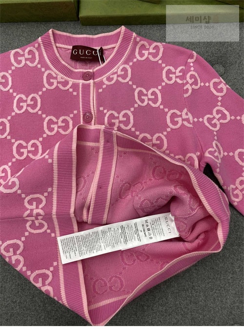 Gucci 구찌 핑크 GG 코튼 자카드 가디건 의류 18번 이미지