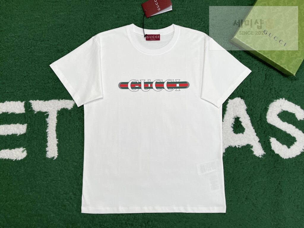 Gucci 구찌 24FW 프린트 코튼 저지 반팔 티셔츠 화이트 의류 1번 이미지