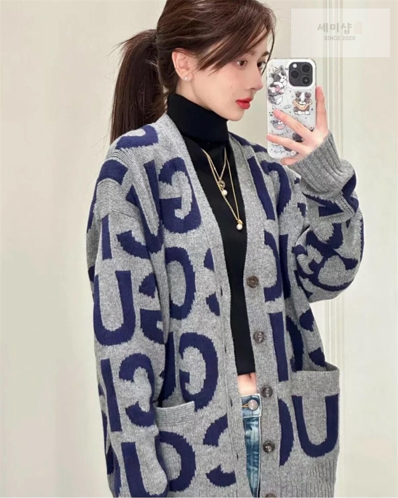Gucci 구찌 GG로고 올오버 자카드 V넥 가디건 의류 2번 이미지