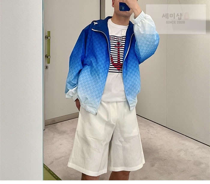 Gucci 구찌 GG 모티브 그라데이션 테크니컬 포플린 지퍼 자켓 의류 3번 이미지