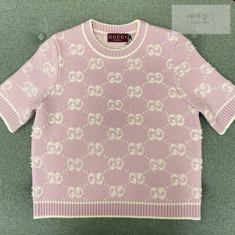 Gucci 구찌 GG 울 부클레 스티치 자카드 크루넥 탑 의류 1번 이미지