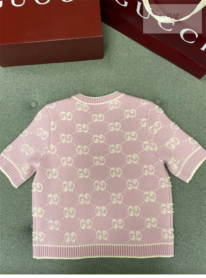 Gucci 구찌 GG 울 부클레 스티치 자카드 크루넥 탑 의류 5번 이미지