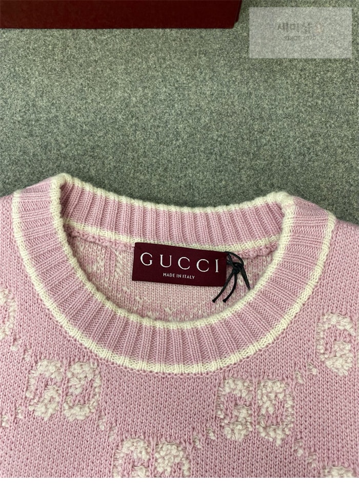 Gucci 구찌 GG 울 부클레 스티치 자카드 크루넥 탑 의류 21번 이미지