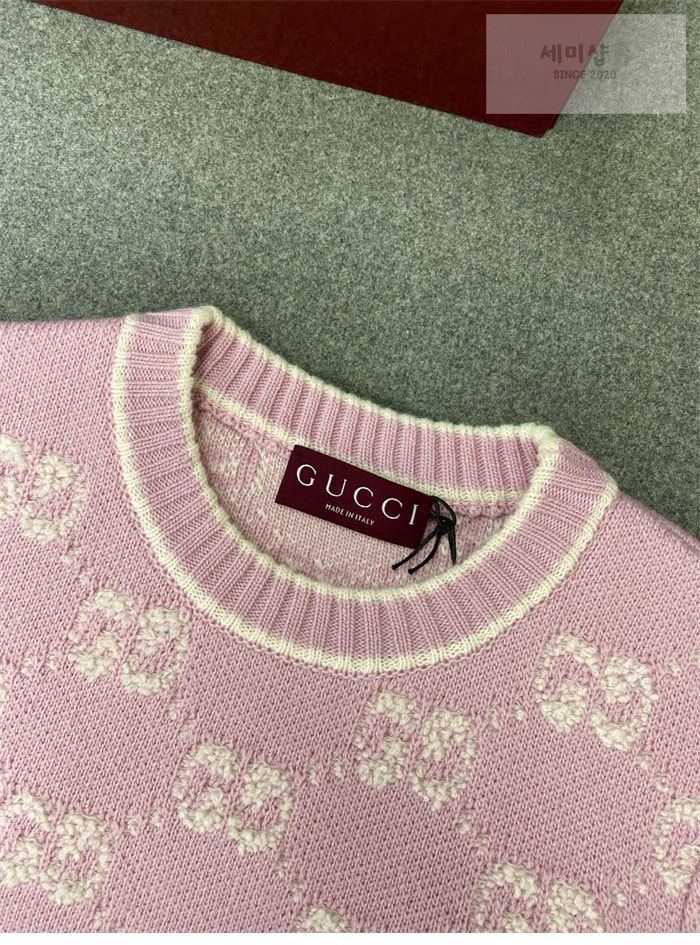 Gucci 구찌 GG 울 부클레 스티치 자카드 크루넥 탑 의류 7번 이미지