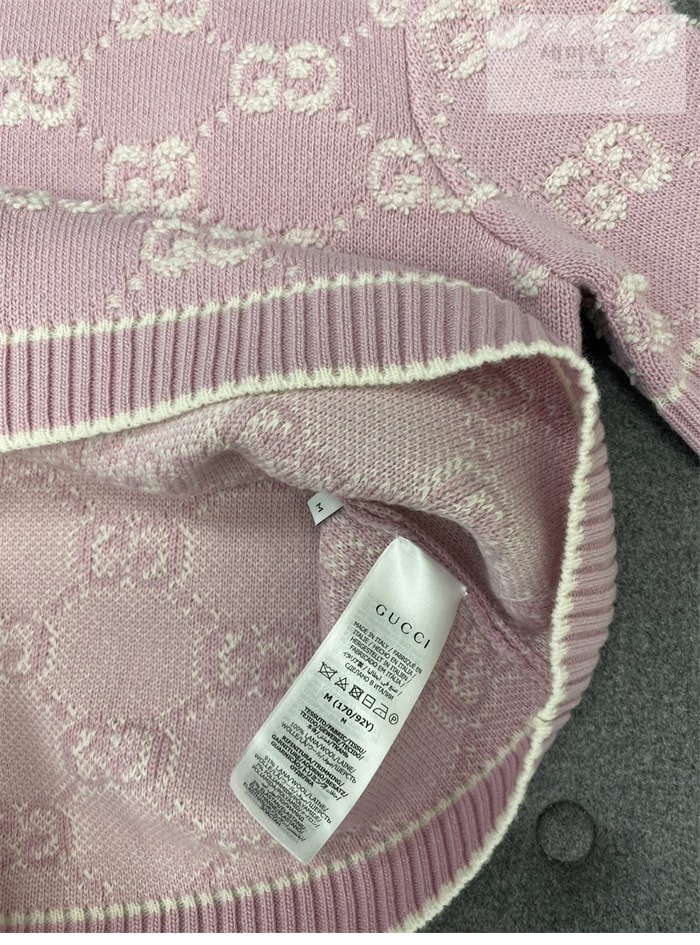 Gucci 구찌 GG 울 부클레 스티치 자카드 크루넥 탑 의류 18번 이미지