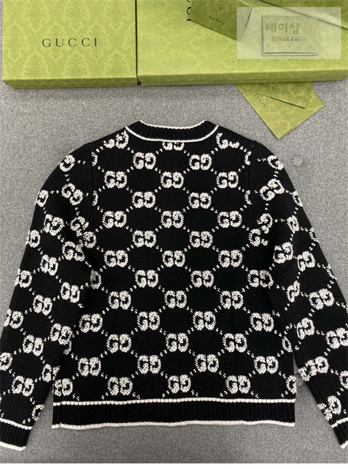 Gucci 구찌 GG 울 부클레 자카드 크루넥 가디건 의류 9번 이미지