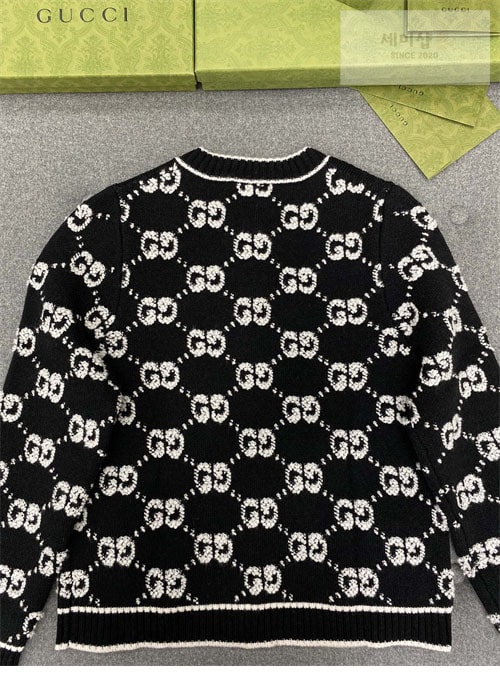 Gucci 구찌 GG 울 부클레 자카드 크루넥 가디건 의류 11번 이미지