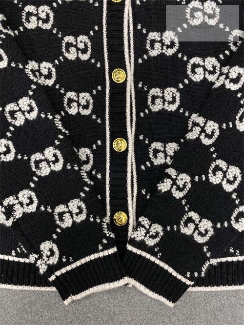 Gucci 구찌 GG 울 부클레 자카드 크루넥 가디건 의류 17번 이미지