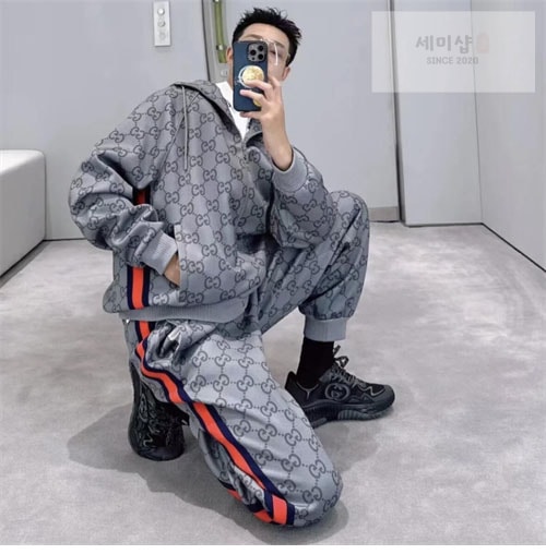 Gucci 구찌 GG 웹스트라이프 후드 집업 의류 1번 이미지